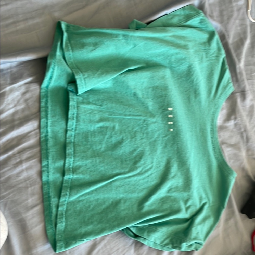 Roxy Teal Crop Top with short sleeves Size XS Cotton